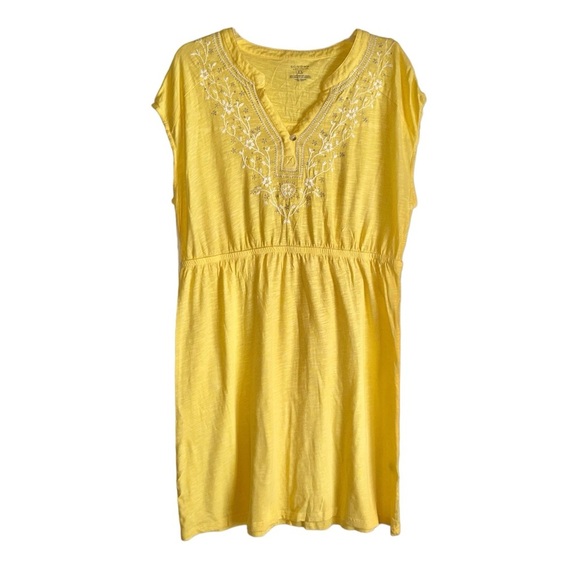 Sonoma Sunny Yellow Embroidered Knit Dress Sz XL - Picture 1 of 6